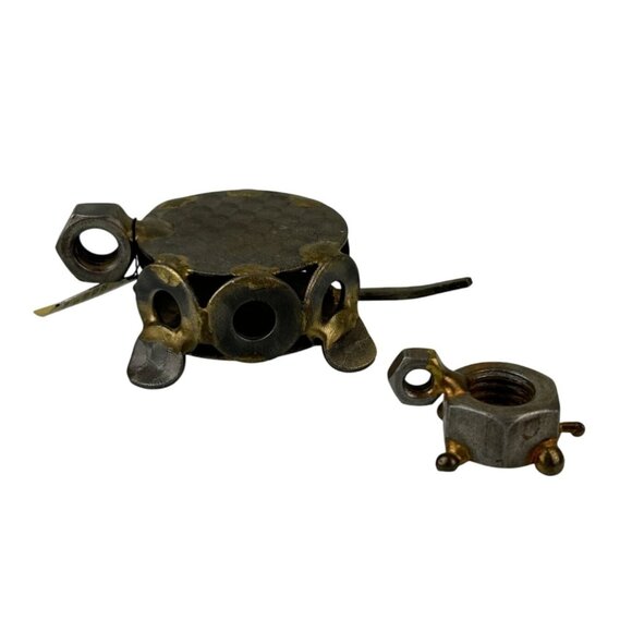 Nuts Bolts Rock Creek Metal Craft Turtles Set of 2 Gift Unique Brutalist - Picture 1 of 16